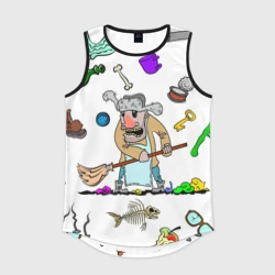 Мужская спортивная майка 3D Дворничек с мусором