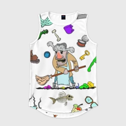 Мужская спортивная майка 3D Дворничек с мусором