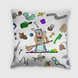 Подушка 3D Дворничек с мусором