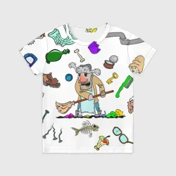 Детская футболка 3D Дворничек с мусором