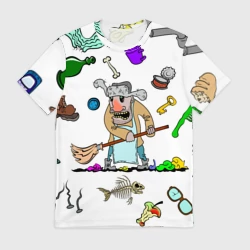 Мужская футболка 3D Дворничек с мусором