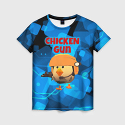 Женская футболка 3D Chicken Gun с автоматом