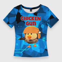 Женская футболка 3D Slim Chicken Gun с автоматом