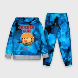 Детский костюм с толстовкой 3D Chicken Gun с автоматом