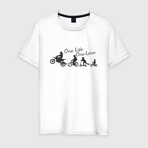 Мужская футболка из хлопка с принтом One life one love, вид спереди №1