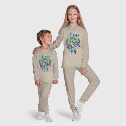 Детская пижама с лонгсливом хлопок Волшебные колибри, цвет миндальный - фото 9