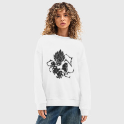 Женский свитшот oversize без начеса хлопок Монохромный Гоку в режиме саяна Dragon ball - фото 2