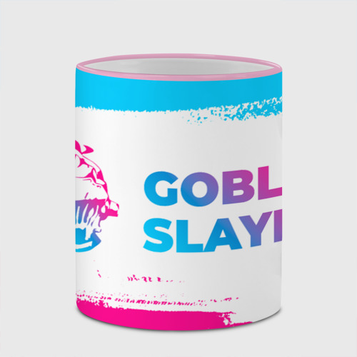 Кружка с полной запечаткой Goblin Slayer neon gradient style: надпись и символ, цвет Кант розовый - фото 4