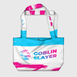 Пляжная сумка 3D Goblin Slayer neon gradient style: надпись и символ