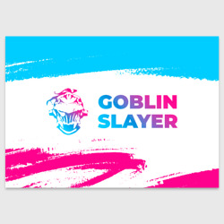 Поздравительная открытка Goblin Slayer neon gradient style: надпись и символ