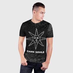 Мужская футболка 3D Slim Dark Souls с потертостями на темном фоне - фото 2
