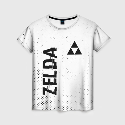 Женская футболка 3D с принтом Zelda glitch на светлом фоне: надпись, символ, вид спереди #2