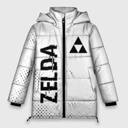 Женская зимняя куртка Oversize Zelda glitch на светлом фоне: надпись, символ