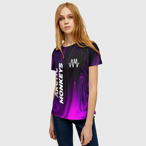 Женская футболка 3D Arctic Monkeys violet plasma, цвет 3D печать - фото 3