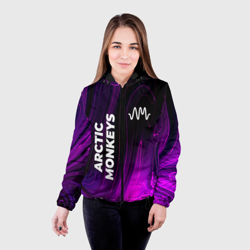 Женская куртка 3D Arctic Monkeys violet plasma, цвет черный - фото 3