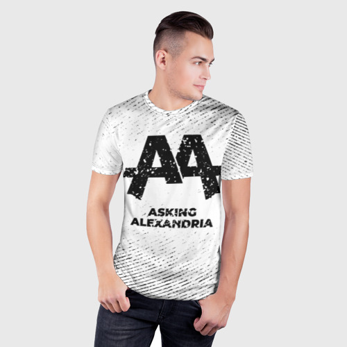 Мужская футболка 3D Slim Asking Alexandria с потертостями на светлом фоне, цвет 3D печать - фото 3