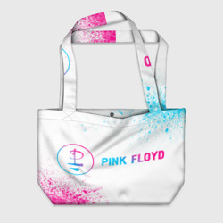 Пляжная сумка 3D Pink Floyd neon gradient style: надпись и символ