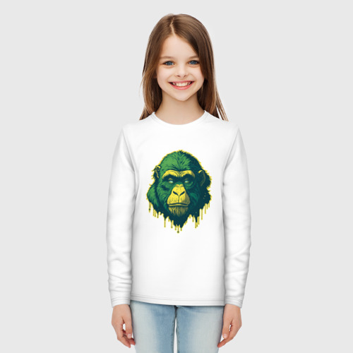 Детский лонгслив хлопок с принтом Обезьяна голова гориллы, вид сбоку #3