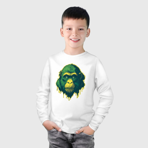 Детский лонгслив хлопок с принтом Обезьяна голова гориллы, фото на моделе #1