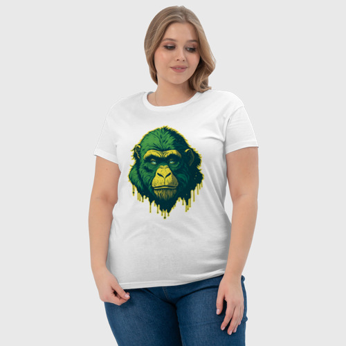 Женская футболка хлопок с принтом Обезьяна голова гориллы, фото #4