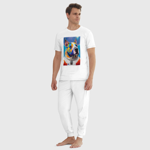 Мужская пижама хлопок с принтом Разноцветный пёс с похожей планеты - нейросеть, вид сбоку #3