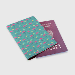 Обложка для паспорта матовая кожа Летний паттерн с фламинго - фото 2