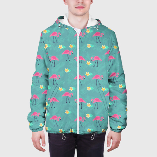 Мужская куртка 3D Летний паттерн с фламинго, цвет 3D печать - фото 4