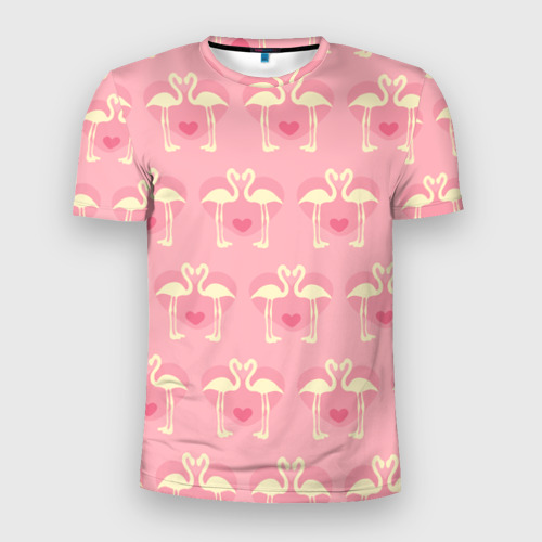 Мужская футболка 3D Slim Любовный паттерн с фламинго, цвет 3D печать
