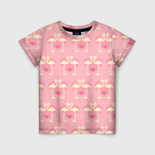 Детская футболка 3D Любовный паттерн с фламинго, цвет 3D печать