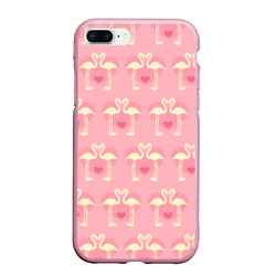 Чехол для iPhone 7Plus/8 Plus матовый Любовный паттерн с фламинго