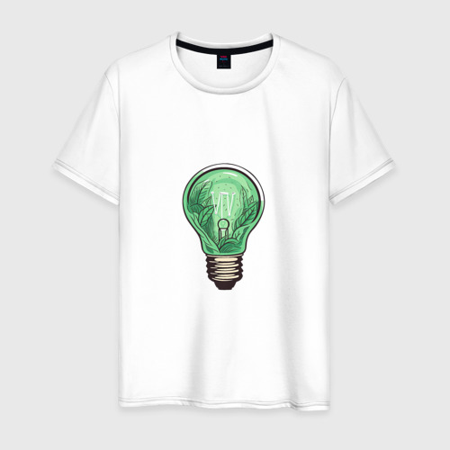 Мужская футболка из хлопка с принтом Зелёная энергия ЛП, вид спереди №1