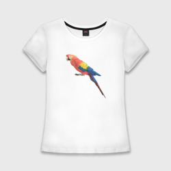 Женская футболка хлопок Slim Одинокий сине-красный попугай