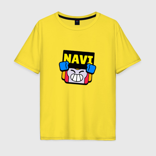 Мужская футболка хлопок Oversize Значок болельщика Navi Brawl Stars, цвет желтый