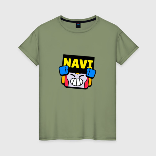 Женская футболка хлопок Значок болельщика Navi Brawl Stars, цвет авокадо