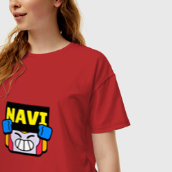 Женская футболка хлопок Oversize Значок болельщика Navi Brawl Stars - фото 2