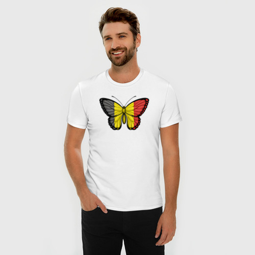 Мужская футболка хлопок Slim Бельгия бабочка, цвет белый - фото 3
