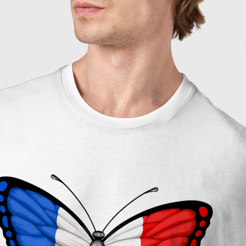 Мужская футболка хлопок Франция бабочка, цвет белый - фото 6
