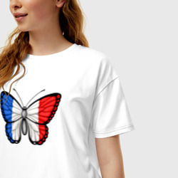 Женская футболка хлопок Oversize Франция бабочка - фото 2