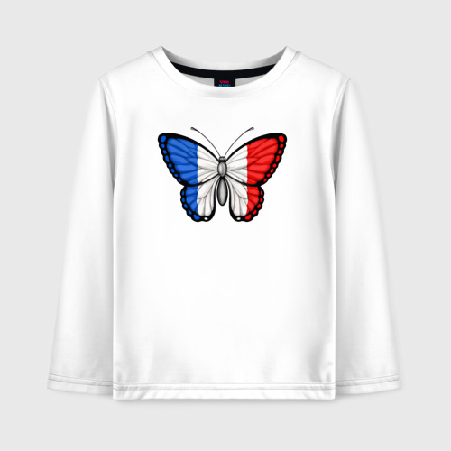 Детский лонгслив хлопок Франция бабочка, цвет белый