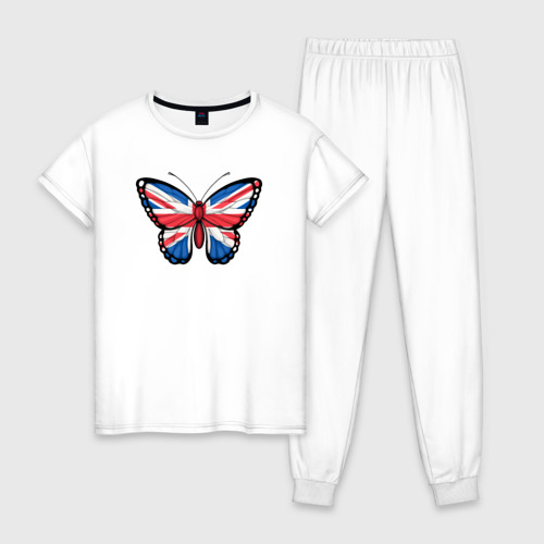 Женская пижама хлопок с принтом Британия бабочка, вид спереди #2