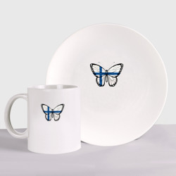 Набор: тарелка + кружка Финляндия бабочка