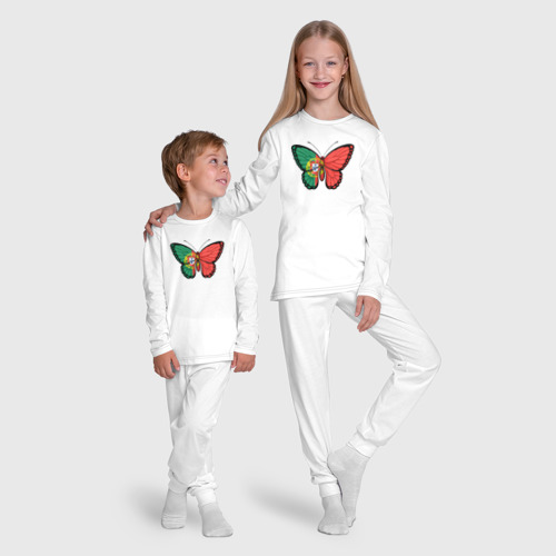 Детская пижама с лонгсливом хлопок Португалия бабочка, цвет белый - фото 9