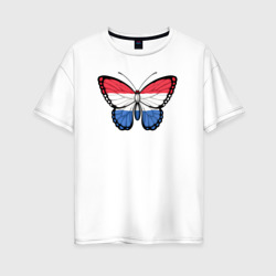 Женская футболка хлопок Oversize Нидерланды бабочка