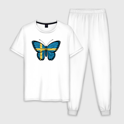 Мужская пижама хлопок с принтом Швеция бабочка, вид спереди #2