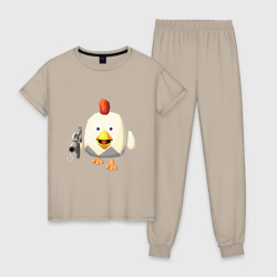 Женская пижама хлопок Chicken Gun вооруженная курица