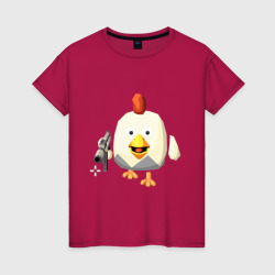 Женская футболка хлопок Chicken Gun вооруженная курица