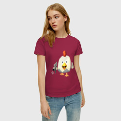 Женская футболка хлопок Chicken Gun вооруженная курица - фото 2