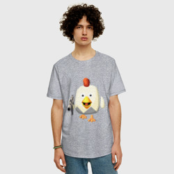 Мужская футболка хлопок Oversize Chicken Gun вооруженная курица - фото 2