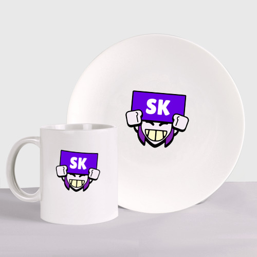Набор: тарелка + кружка Значок болельщика SK Brawl Stars