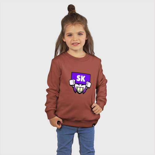 Детский свитшот хлопок с принтом Значок болельщика SK Brawl Stars, фото на моделе #1